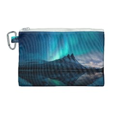 Aurora Borealis Mountain Reflection Canvas Cosmetic Bag (large) by Grandong