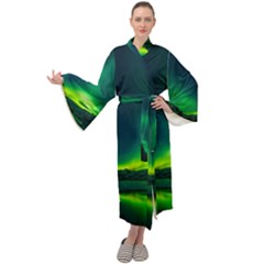 Iceland Aurora Borealis Maxi Velvet Kimono by Grandong