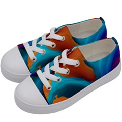 Colorful Fluid Art Abstract Modern Kids  Low Top Canvas Sneakers by Ravend