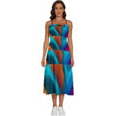 Colorful Fluid Art Abstract Modern Sleeveless Shoulder Straps Boho Dress by Ravend