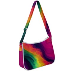 Rainbow Colorful Abstract Galaxy Zip Up Shoulder Bag by Ravend