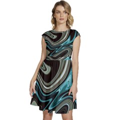 Abstract Waves Background Wallpaper Cap Sleeve High Waist Dress by Ravend