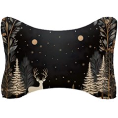 Christmas Winter Xmas Scene Nature Forest Tree Moon Seat Head Rest Cushion by Vaneshop