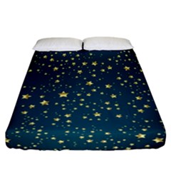 Star Golden Pattern Christmas Design White Gold Fitted Sheet (california King Size) by Vaneshop