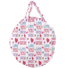 Love Mom Happy Mothers Day I Love Mom Graphic Giant Round Zipper Tote by Vaneshop