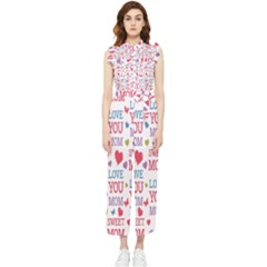 Love Mom Happy Mothers Day I Love Mom Graphic Women s Frill Top Chiffon Jumpsuit by Vaneshop