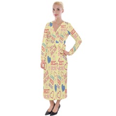 Love Mom Happy Mothers Day I Love Mom Graphic Pattern Velvet Maxi Wrap Dress by Vaneshop