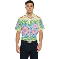 Mandala Pattern Rainbow Pride Men s Short Sleeve Pocket Shirt  by Vaneshop
