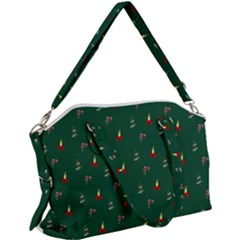 Christmas Green Pattern Background Canvas Crossbody Bag by Pakjumat