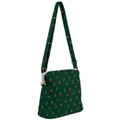 Christmas Green Pattern Background Zipper Messenger Bag by Pakjumat