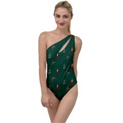Christmas Green Pattern Background To One Side Swimsuit by Pakjumat