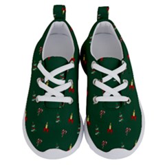 Christmas Green Pattern Background Running Shoes