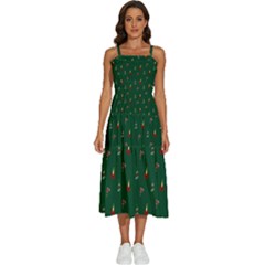 Christmas Green Pattern Background Sleeveless Shoulder Straps Boho Dress by Pakjumat
