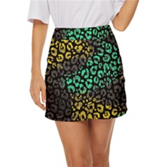 Abstract Geometric Seamless Pattern With Animal Print Mini Front Wrap Skirt