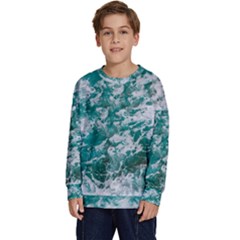 Blue Ocean Waves 2 Kids  Crewneck Sweatshirt by Jack14