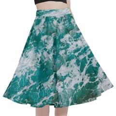 Blue Ocean Waves 2 A-line Full Circle Midi Skirt With Pocket by Jack14