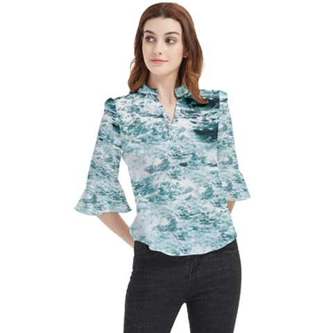 Ocean Wave Loose Horn Sleeve Chiffon Blouse by Jack14