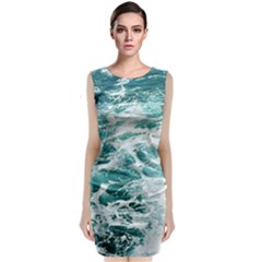Blue Crashing Ocean Wave Classic Sleeveless Midi Dress by Jack14