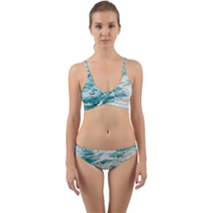 Blue Crashing Ocean Wave Wrap Around Bikini Set by Jack14