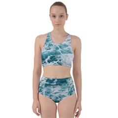 Blue Crashing Ocean Wave Racer Back Bikini Set by Jack14