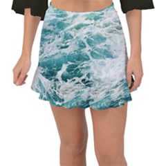 Blue Crashing Ocean Wave Fishtail Mini Chiffon Skirt by Jack14