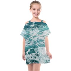 Blue Crashing Ocean Wave Kids  One Piece Chiffon Dress by Jack14