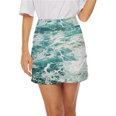 Blue Crashing Ocean Wave Mini Front Wrap Skirt by Jack14