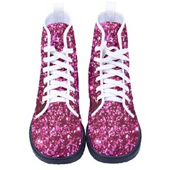 Pink Glitter Women s High-top Canvas Sneakers by Amaryn4rt