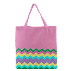 Easter Chevron Pattern Stripes Grocery Tote Bag by Amaryn4rt