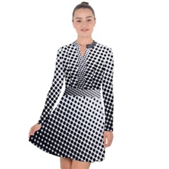 Background-wallpaper-texture-lines Dot Dots Black White Long Sleeve Panel Dress by Amaryn4rt