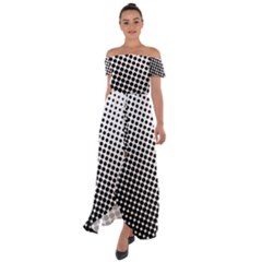 Background-wallpaper-texture-lines Dot Dots Black White Off Shoulder Open Front Chiffon Dress by Amaryn4rt