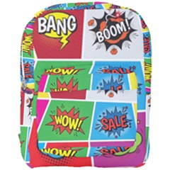 Pop Art Comic Vector Speech Cartoon Bubbles Popart Style With Humor Text Boom Bang Bubbling Expressi Full Print Backpack by Amaryn4rt