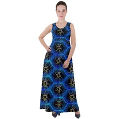 Blue Bee Hive Pattern Empire Waist Velour Maxi Dress by Amaryn4rt