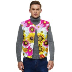 Flowers Blossom Bloom Nature Plant Men s Button Up Puffer Vest	 by Amaryn4rt
