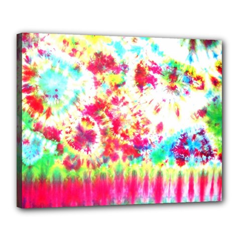 Pattern Decorated Schoolbus Tie Dye Canvas 20  X 16  (stretched) by Amaryn4rt
