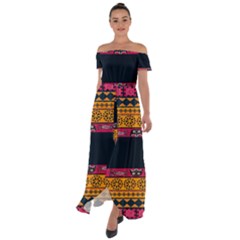 Pattern Ornaments Africa Safari Summer Graphic Off Shoulder Open Front Chiffon Dress by Amaryn4rt