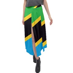 Flag Of Tanzania Velour Split Maxi Skirt by Amaryn4rt