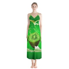 Kiwi Fruit Vitamins Healthy Cut Button Up Chiffon Maxi Dress by Amaryn4rt