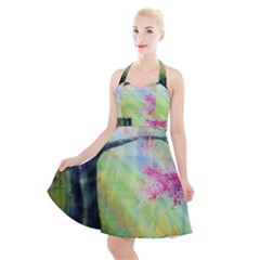 Forests Stunning Glimmer Paintings Sunlight Blooms Plants Love Seasons Traditional Art Flowers Sunsh Halter Party Swing Dress  by Amaryn4rt