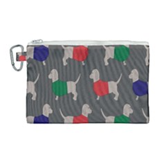 Cute Dachshund Dogs Wearing Jumpers Wallpaper Pattern Background Canvas Cosmetic Bag (large) by Amaryn4rt