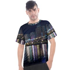 Cleveland Building City By Night Men s Sport Top by Amaryn4rt