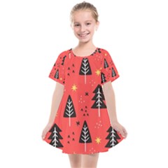Christmas Christmas Tree Pattern Kids  Smock Dress by Amaryn4rt