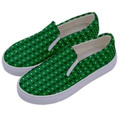 Green Christmas Tree Pattern Background Kids  Canvas Slip Ons by Amaryn4rt