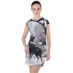 Stag-deer-forest-winter-christmas Drawstring Hooded Dress