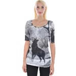 Stag-deer-forest-winter-christmas Wide Neckline T-Shirt