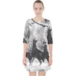 Stag-deer-forest-winter-christmas Quarter Sleeve Pocket Dress