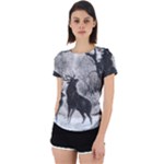 Stag-deer-forest-winter-christmas Back Cut Out Sport T-Shirt