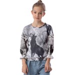 Stag-deer-forest-winter-christmas Kids  Cuff Sleeve Top