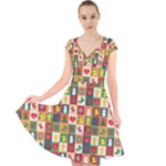 Pattern-christmas-patterns Cap Sleeve Front Wrap Midi Dress