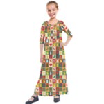 Pattern-christmas-patterns Kids  Quarter Sleeve Maxi Dress
